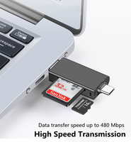 Lector de Tarjetas OTG Tipo C 3 en 1 para iPhone 14/13/12/11 iPad Android - Tarjetas SD/TF/MMC, Aleación de Zinc, USB Tipo-C