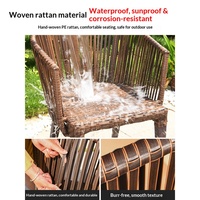Ensemble table et chaises de jardin design nordique en rotin, construction anti-corrosion, pour jardin, cour, patio, balcon