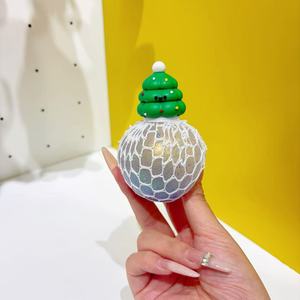 Jouet anti-stress de Noël, boule de Noël, jouet à pincer musical, tête de Père Noël, boule de raisin rose scintillante - Product Image 6