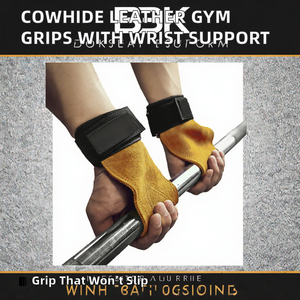 Poignées de gymnastique antidérapantes en cuir de vachette avec support de poignet réglable, protège-paumes pour la musculation, le cyclisme - Product Image 2