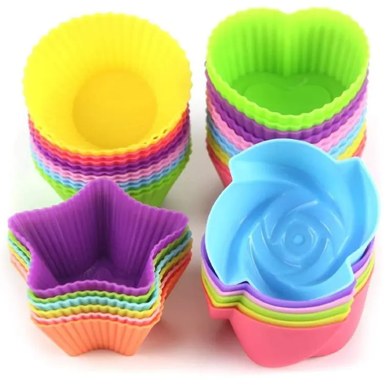 2023 hot selling Multi Colours Round Shaped Silicone Muffin Cup cake Baking Molds baking cup