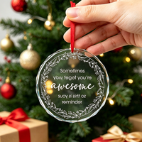 Cadeau souvenir de Noël personnalisé, pendentif en cristal de verre transparent gravé au laser, style antique, décoration suspendue pour la maison, le jardin et le sapin de Noël