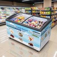 Commercial Built-In Air Cooling Ice Cream Display Cabinet Portable Freezer with Glass Door for Popsicles and Ice Cream