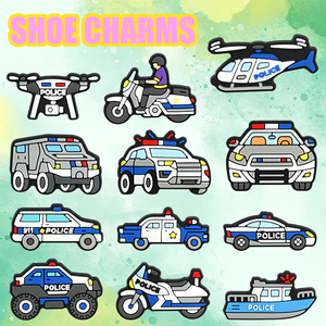 2025 breloques de chaussures de haute qualité en PVC souple diverses breloques de chaussures de voiture de police mignonnes pour sabot - Product Image 5