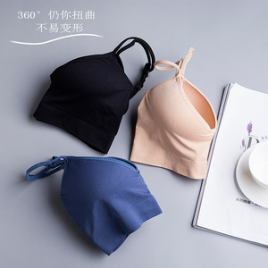 Sujetador Deportivo Sin Costuras para Mujer, con <span class=keywords><strong>Escote</strong></span> <span class=keywords><strong>Profundo</strong></span> en V, Logotipo Personalizado, Transpirable, Suave, con Efecto <span class=keywords><strong>Push</strong></span>-<span class=keywords><strong>Up</strong></span>, Tejido Sólido - Product Image 4