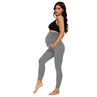 Legging de grossesse pour femme à taille haute, style fitness, sans poches, logo personnalisé, tricoté élastique respirant, couleur unie