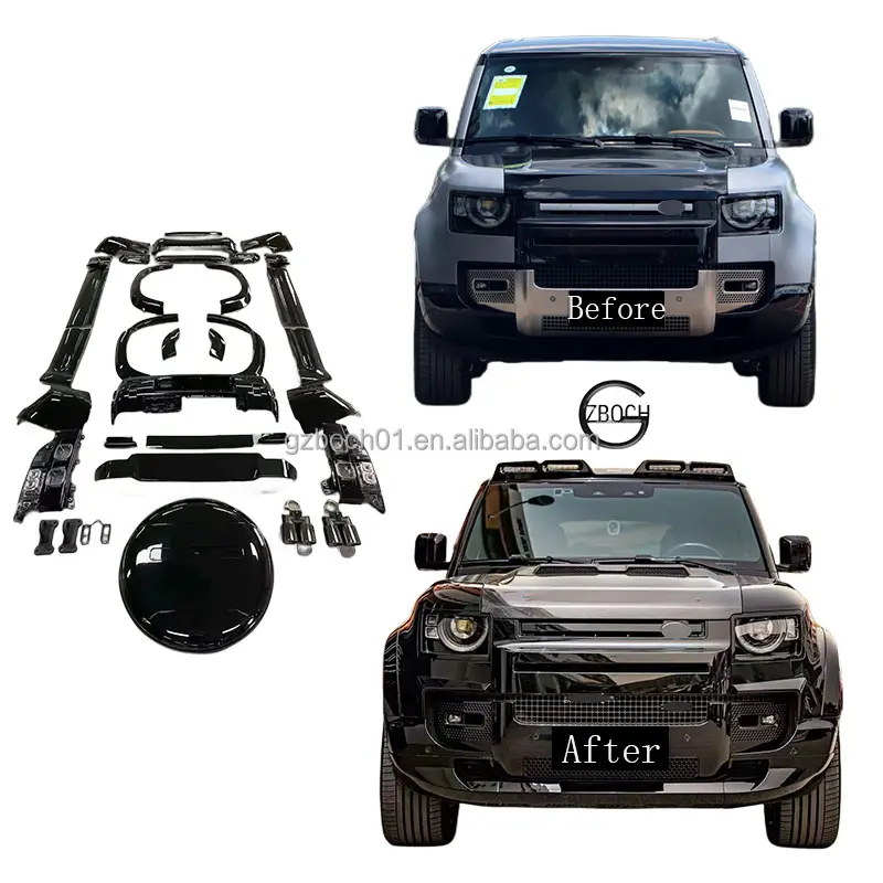 Kit carrozzeria per Land Rover Defender upgrade 007 black knight side skirt feneder passaruota