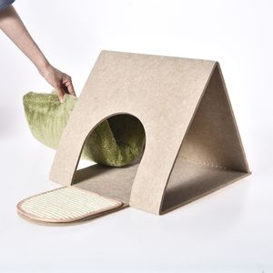 Katzen bett Fabrik Massives Dreieck Multi Small Pet <span class=keywords><strong>Cube</strong></span> House Haustier gefilzt werden Katzen haus mit Kratz brett für Innen katzen bedeckt - Product Image 4