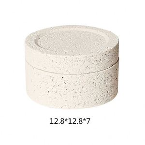 ภาชนะใส่เทียนหอมอโรมาเธอราพีทำจากซีเมนต์ชุดโหลเทียนสุดสร้างสรรค์สำหรับบ้านพร้อมฝาเครื่องประดับ - Product Image 6