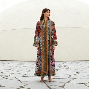 Robe Abaya personnalisée de luxe pour soirée, imprimée, en polyester, pour femmes musulmanes, vente en gros - Product Image 4