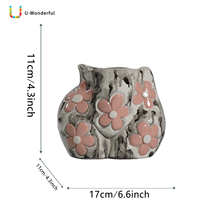 Vase en résine texturée style aquarelle, fleurs roses en relief 3D, forme irrégulière, décoration d'intérieur Art Déco