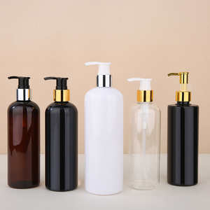 Tùy chỉnh cơ thể Lotion bơm chai nhựa 200ml 250ml 300ml 350ml 500ml Vòng Hổ Phách sang trọng nhựa PET Boston chai dầu gội đầu - Product Image 4