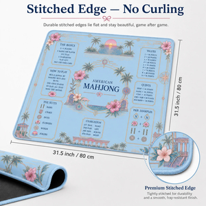 Luxury Coastal Palm Tree Mahjong Table Mat Noise Reduction Neoprene Game Play Mat with Travel Bag for Gifts - Product Image 3