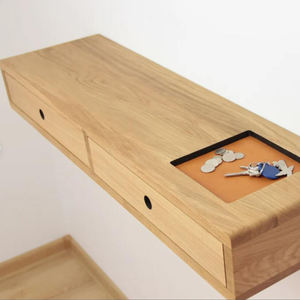 مجموعة تخزين أرفف معلقة للجدار أرفف بيضاء للجدار رف العائم مع درج - Product Image 4