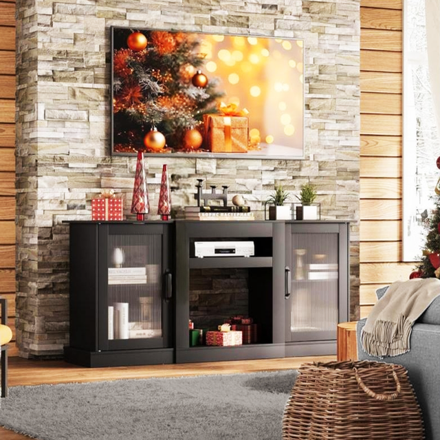Latest Trendy Contemporary Wood-Grain Minimalist TV Cabinet Eco-Friendly Durable Storage Unit for Apartment Hotels Living Room