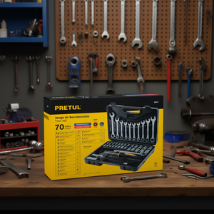 Ensemble d'outils mécaniques Pretul de 70 pièces, clés en acier au chrome-vanadium, tournevis, douilles, coffret rigide, usage domestique - Product Image 2