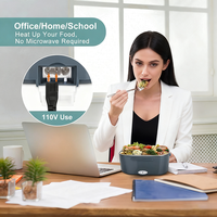 Boîte à lunch électrique chauffante portable avec sac de transport, en acier inoxydable, rechargeable par USB, grande capacité pour le bureau et la cuisine