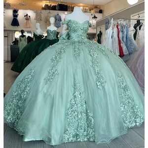 <span class=keywords><strong>Abiti</strong></span> da principessa Quinceanera abito da ballo con perline a fiori 3D in pizzo con applicazioni formali <span class=keywords><strong>abiti</strong></span> da <span class=keywords><strong>laurea</strong></span> da ballo dolce 15 16 abito MQ643 - Product Image 2