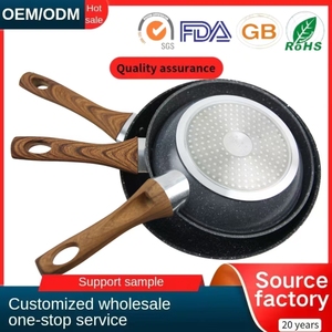 Sartenes Panci antiadherentes de piedra médica de alta calidad, utensilios de cocina, sartén de aluminio de 20cm con mango de madera - Product Image 2