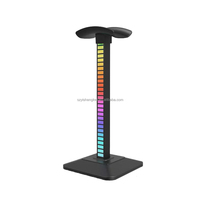 Support de casque de jeu RGB pour ordinateur de bureau avec affichage de rythme musical, support de casque pour joueur avec LED multicolores, accessoires de jeu de bureau