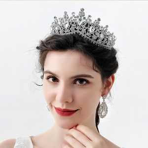 Francese elegante stile retrò strass corona diadema lucente colorato delicato donna <span class=keywords><strong>accessori</strong></span> per capelli grandi diadema fatti a mano <span class=keywords><strong>sposa</strong></span> - Product Image 2