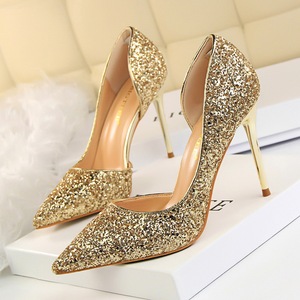 New Arrival European Fashion Bling Sequin Chaussure Femme Talon <b>Slide</b> Sandals Women Heels for Sexy Ladies Mules - Product Image 1