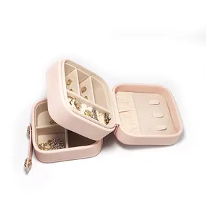Tiktok Pink Halskette Anhänger Joyero multifunktion ale tragbare 3 Schichten PU kleinen Organizer Box Schmuck Custom für die Reise
