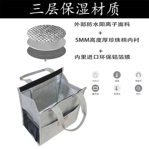 Sac à lunch isotherme portable, grande capacité de 5000 ml, pliable, pour pique-nique en plein air, gris - Product Image 4