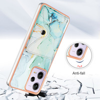 Étui de protection antichoc électroplaqué pour Redmi avec fente pour cartes intégrée, pochette à cartes non amovible et design marbre