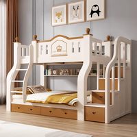 Etagenbett mit Hoch- und Niedrigbetten, Multifunktionales Doppelstock-Kombinationsbett, Holz-Etagenbetten für Kinder
