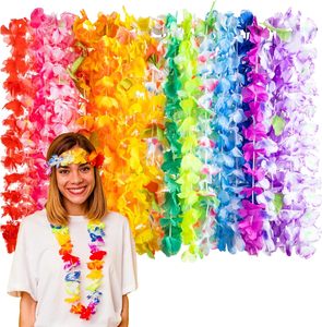 Colliers de fleurs pour adultes, décorations hawaïennes, accessoires pour fêtes Luau, plage tropicale, <span class=keywords><strong>Aloha</strong></span>, été, <span class=keywords><strong>piscine</strong></span> - Product Image 1