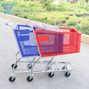 Chariot de supermarché en plastique de style moyen-oriental de 180 L avec 4 roues pivotantes, chariot de courses en plastique de supermarché de 180 L - Product Image 5