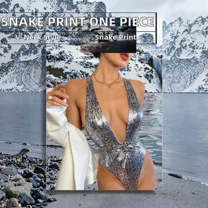 Traje de Baño Sexy de Una Pieza con Estampado Animal, Espalda Descubierta, Ajustado, Ecológico, de Spandex/Nylon, Ropa de Playa - Product Image 2