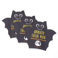 Sachet d'emballage noir mat découpé sur mesure OEM/ODM pour masque facial animé cosmétique, pochette plate en aluminium en forme de chauve-souris résistante à l'humidité