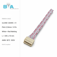 Câble ruban OEM en bronze phosphoreux étamé, 2,54 mm, 9 broches, PA66 beige, UL2468, 26AWG, 350 mm pour PCB, contrôle industriel, imprimante