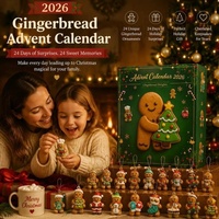 Calendrier de l'Avent Série Noël 2026 Blind Box – Pendentifs en Acrylique Bonhomme de Neige et Homme en Pain d'Épices – Coffret Cadeau 24 Jours