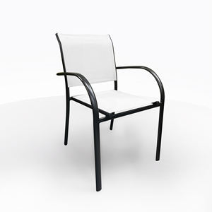 CHAISE EN ALUMINIUM ANTHRACITE ET TEXTILENE BLANC - Product Image 1