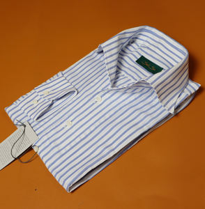 <span class=keywords><strong>Camicia</strong></span> MTM in <span class=keywords><strong>Seersucker</strong></span> 100% Cotone a Righe con Colletto, Stile Italiano con Arricciatura su Spalle/Schiena, <span class=keywords><strong>Camicia</strong></span> Casual per Sartoria - Product Image 4