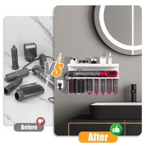 Support mural pour <span class=keywords><strong>Dyson</strong></span> Airwrap Styler, support de rangement blanc pour <span class=keywords><strong>fer</strong></span> à <span class=keywords><strong>friser</strong></span> et accessoires, support de salle de bain - Product Image 6