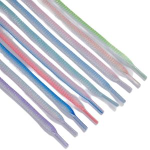 Silver wire gradient 8MM wide flat polyester <b>shoelaces</b> customized hot selling for casual sports shoes wholesale - Product Image 1