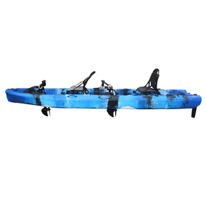 Kayak à moteur 4,2 m (14 pieds) pour 2 personnes avec propulseur, double siège, moteur, aileron, canoë, bateau de pêche, kajak motorisé en PE - Product Image 3