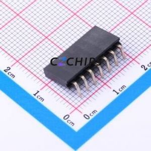 PM254-1-07-W-8.5 Pin Socket Bent Lead Through Hole,P=2.54mm Connector 1x7P 2.54mm Square Hole Right Angle Insert - Product Image 2