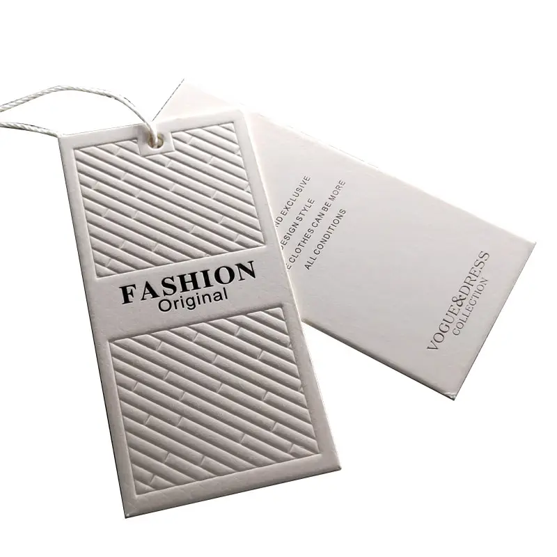 Cheap Factory Design High Quality Name Logo Custom Printing Thick Deboss Paper Hang Tag Garment Paper Tag With String Rope