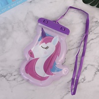 Étui de protection étanche en PVC pour téléphone portable, motif dessin animé, avec airbag flottant et écran tactile, pour la natation, les sources chaudes et la plongée, avec cordon de cou