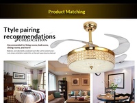 Ventilateurs de plafond multi-pales en cristal avec lumières LED, lustres télécommandés pour chambre, salon, hôtel, usage domestique