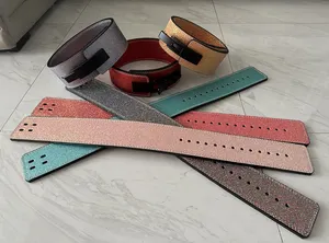 Factory OEM Dropshipping Women Glitter Belt Custom Name On Belt Cowhide Leather Lever 10mm Power-lifting Fashion Belts