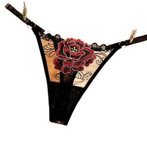 Celana dalam renda bunga transparan ultra-tipis wanita penjualan laris celana dalam Thong seksi pinggang rendah dengan pola bunga bordir - Product Image 1