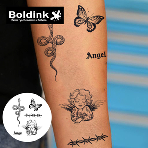 <span class=keywords><strong>Tatouage</strong></span> au stylo Boldink personnalisé, réaliste, motif serpent ange noir, imperméable, longue durée (2 semaines), encre Jagua Juice - Product Image 3