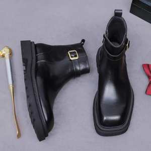 Botas de Diseñador ASTON M.JAZZ 2025, Estilo Chelsea con Cordones, Piel Vacuna, Casuales de Negocios, Plataforma, Patchwork, Ligeras, Antideslizantes - Product Image 1