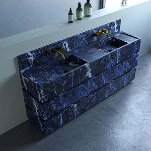 حوض من رخام الباندا بتصميم حديث ، حوض من الحجر الطبيعي الأبيض مع التخزين - Product Image 5